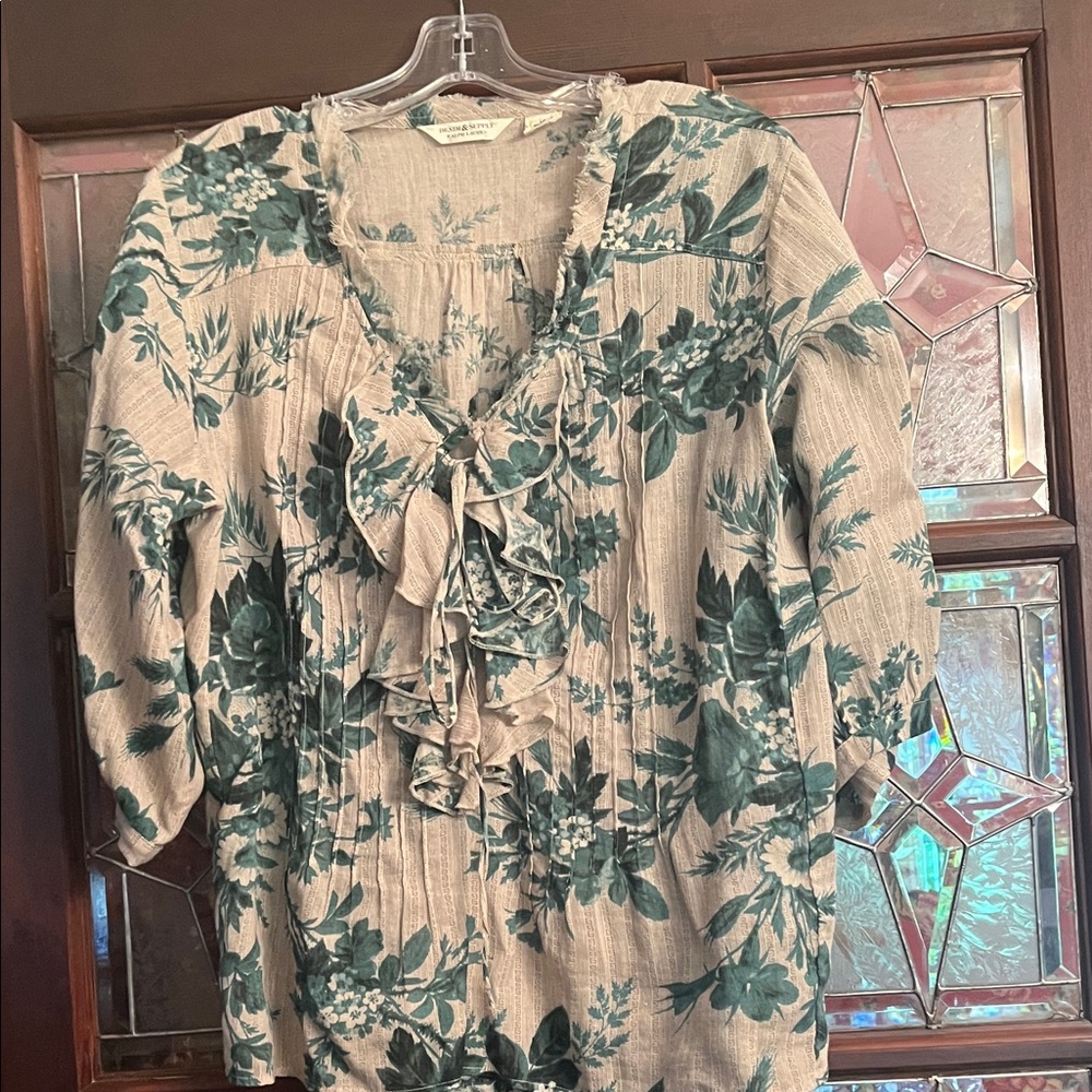 Denim & Supply Ralph Lauren Floral Blouse - Green and Tan